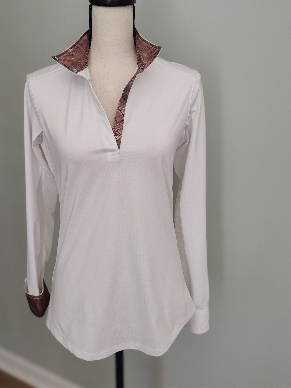 The Tailored Sportsman Equestrian Show Shirt Snake Skin Print Accent M